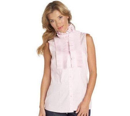 Isaac Mizrahi Live! Blouse with Pleated Trim Detail - A209933