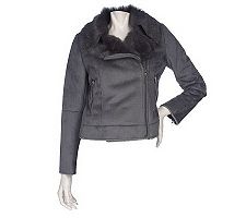 K-DASH by Kardashian Faux Fur Motorcycle Jacket