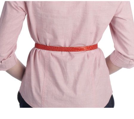 Liz Claiborne New York Croco Belt with Clover Inset Buckle