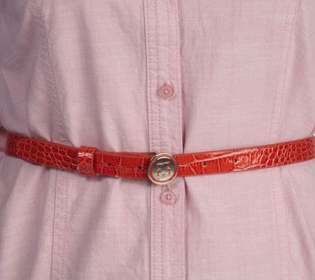 Liz Claiborne New York Croco Belt with Clover Inset Buckle