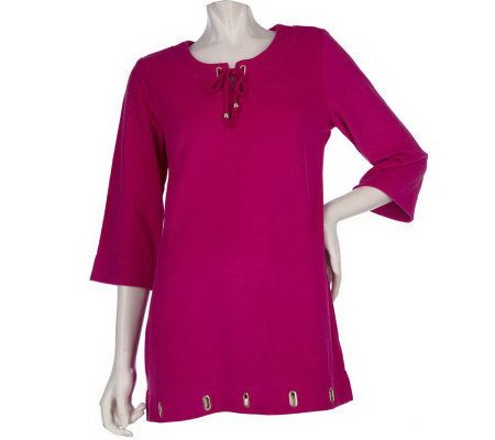 Sport Savvy Notch Neck and Rope Tie Tunic with Grommet Detail - A214633