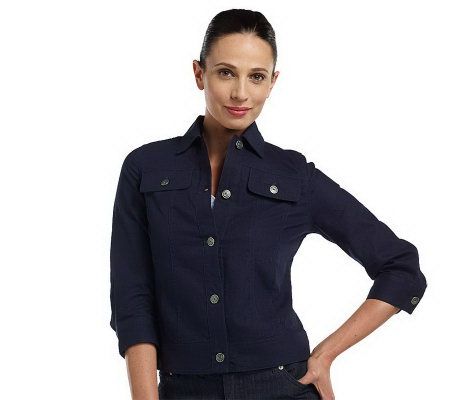 Isaac Mizrahi Live! Button Front Jacket with Pockets - A215533