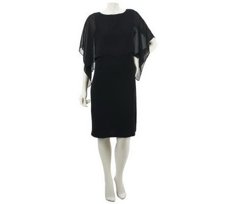 George Simonton Knit Dress with Sheer Shoulder Capelet - A218433