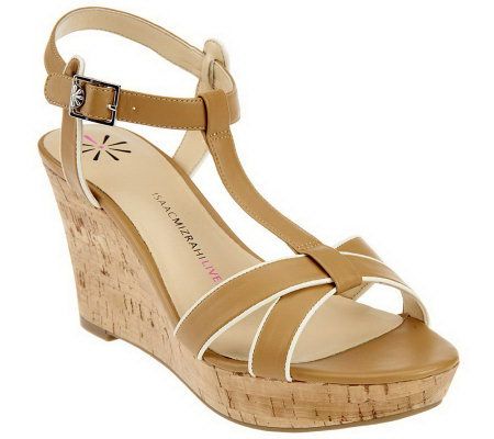 Isaac Mizrahi Live! Sandal with Ankle Strap and Cork Wedge - A223433