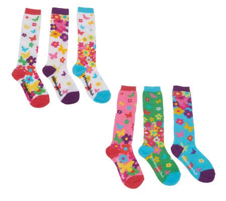little missmatched CrazyCoordinate Butterfly&Flowe Knee Highs - A223633