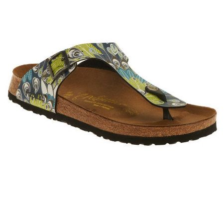 Papillio Gizeh Feather Print Thong Sandals w/ Adj. Buckle - A223933