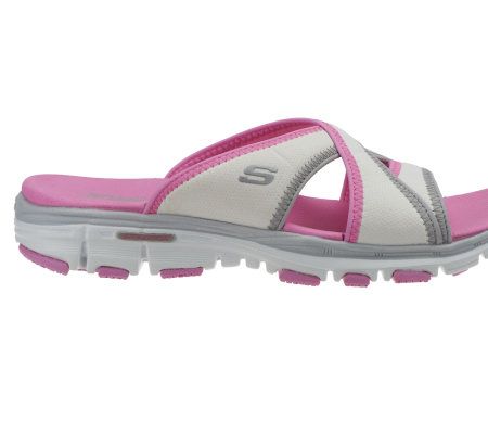 Skechers Criss Cross Strap Slide Sandals