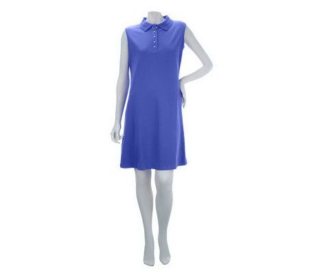 Denim & Co. Sleeveless Knit Polo Dress w/ Simulated Pearl Buttons - A224733
