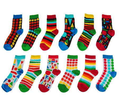 little missmatched 12-pack Patterned Block Crew Socks - A228033