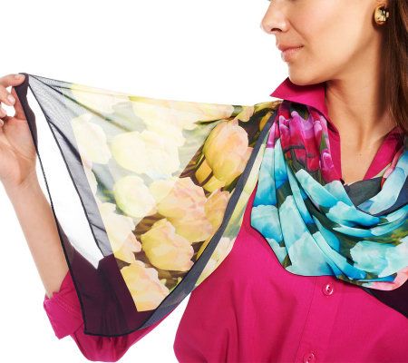 Joan Rivers Garden of Tulips Chiffon Scarf