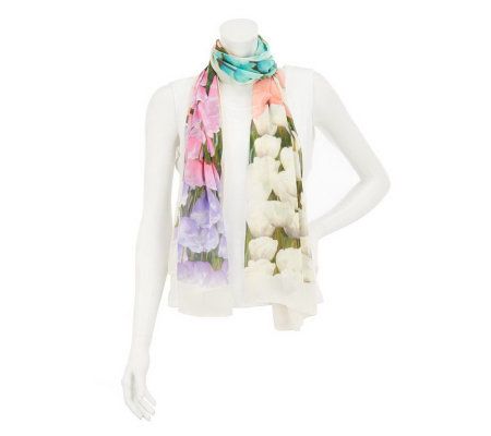 Joan Rivers Garden of Tulips Chiffon Scarf - A232333