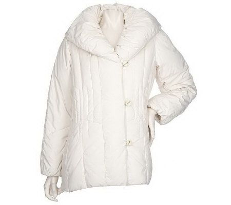 Centigrade Down Coat with Button Closures and Pillow Collar - A84433