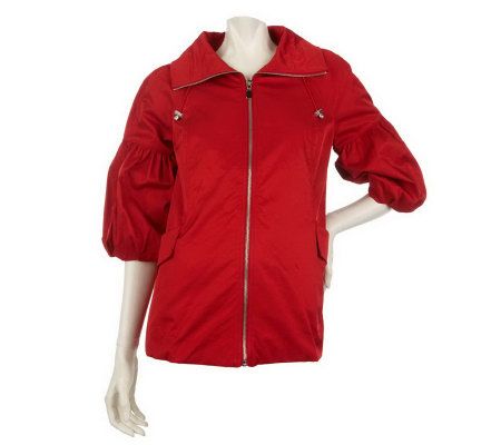 M by Marc Bouwer Zip Front Jacket with Shirring Detail - A198534