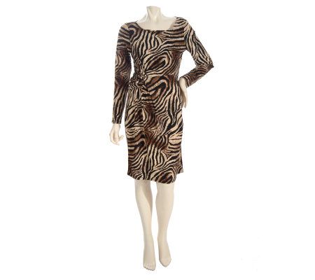 M by Marc Bouwer Animal Print Dress with Side Ruching Detail - A210734