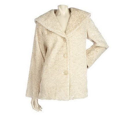 Dennis Basso Faux Fur Coat with Wide Shawl Collar - A211134