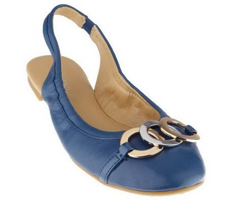 Tignanello Leather Slingback Skimmers w/ Ornament - A214734