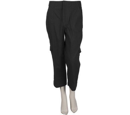 Denim & Co. Classic Waist Crop Pants with Rib Back Waistband - A215734