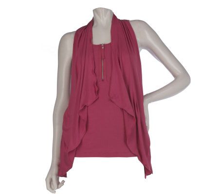 K-DASH by Kardashian Ribbed Tank with Jersey - A215834