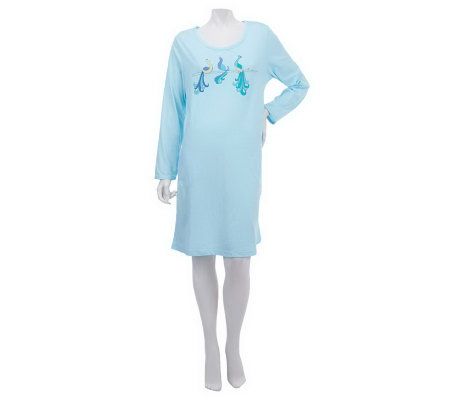 Stan Herman Screened Birds Solid Jersey Sleep Shirt - A220534
