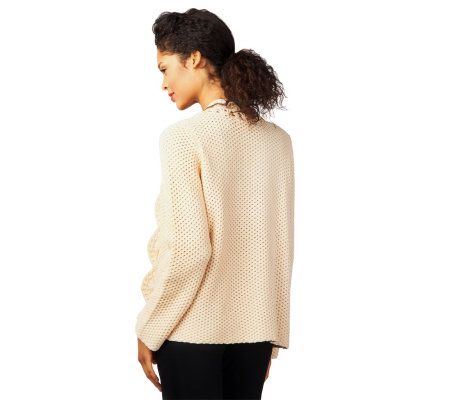 George Simonton Long Sleeve Open Front Sweater with Scallop Edge
