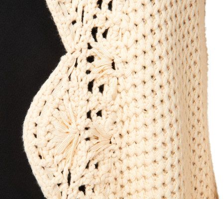 George Simonton Long Sleeve Open Front Sweater with Scallop Edge