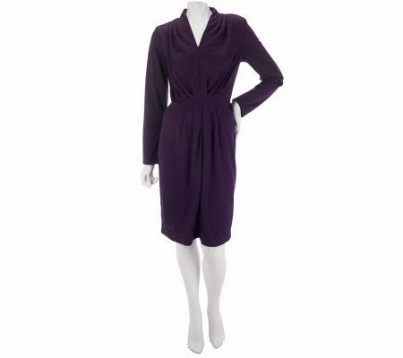 Linea by Louis DellOlio V-neck Dress with Pleat Detail - A228334