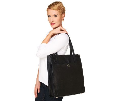 Isaac Mizrahi Live! Bridgehampton Leather Shopper Tote
