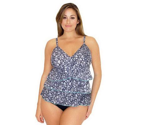 Fit 4 U Tummy Separates Vogue Three-Tiered V-Neck Swim Top - A328034