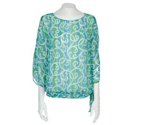 Bob Mackies French Quarter Side Tie Blouson Top - A79434