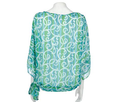 Bob Mackies French Quarter Side Tie Blouson Top