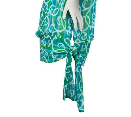 Bob Mackies French Quarter Side Tie Blouson Top