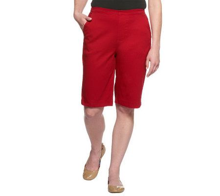 Denim & Co. Classic Waist Stretch Flat Front Shorts - A89434