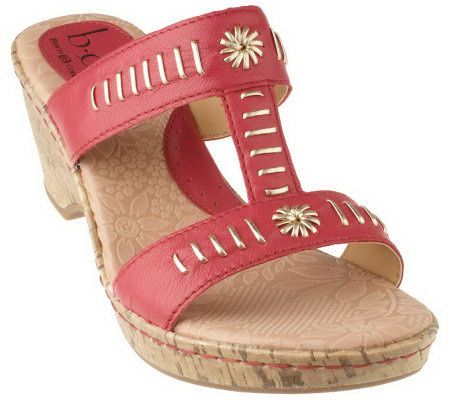 B.O.C. by Born Naiomi Leather Metalli T-Strap Wedge Sandals - A97434