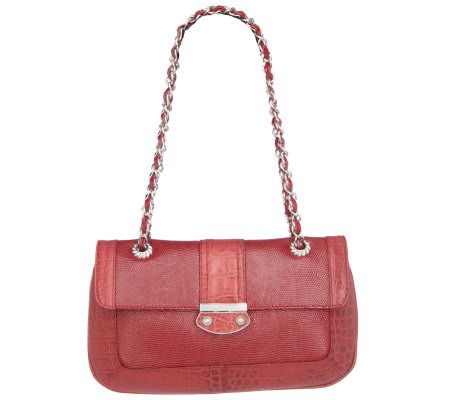 Judith Ripka Gramercy Lizard & Croco EmbossedLeather Shoulder Bag