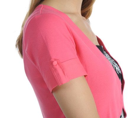 Liz Claiborne New York Knit Shrug with Roll Tab Detail