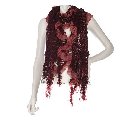Collection XIIX Ruffle Lace Muffler with Fringe - A217635