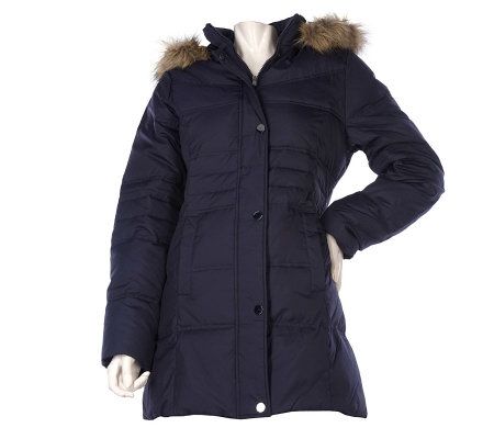 Centigrade Down Walker Coat with Snap Front & Removable Hood - A218835