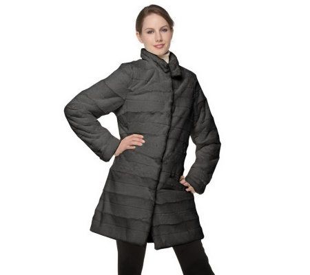 Dennis Basso Stand Collar Faux Fur Coat with Front Pockets - A220235