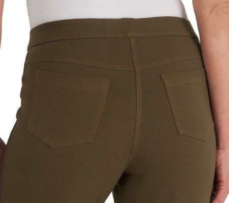 Women with Control Contrast Stitch Petite Pants with Faux Fly