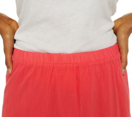 Denim & Co. Gauze Tiered Skirt with Eyelet Trim