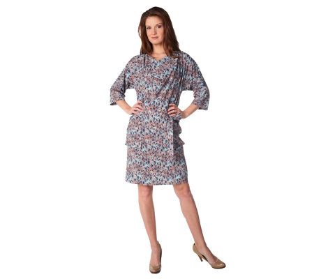 LOGO by Lori Goldstein Animal Print Dolman Sleeve Dress - A223035