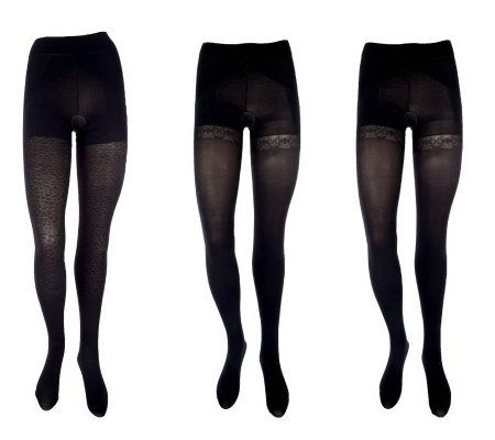 Legacy Set of 3 Shaping Tights with 2 Solid and 1 Pattern - A229035