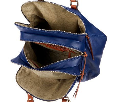 Isaac Mizrahi Live! Bridgehampton Triple Zipper Leather Satchel