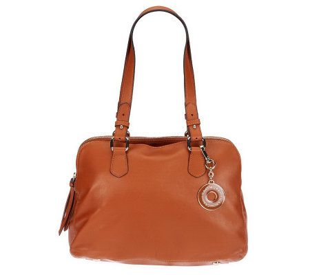 Isaac Mizrahi Live! Bridgehampton Triple Zipper Leather Satchel - A230535