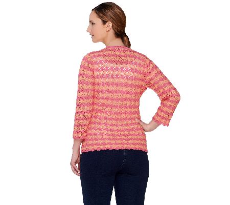 Liz Claiborne New York Bi-Color Crochet Cardigan