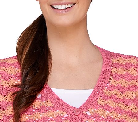Liz Claiborne New York Bi-Color Crochet Cardigan