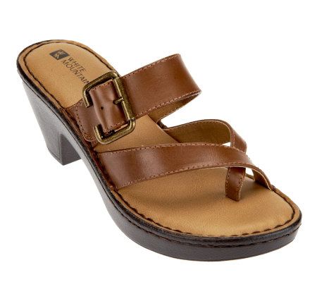 White Mountain Lilla Leather Sandals with Buckle Detail - A232235