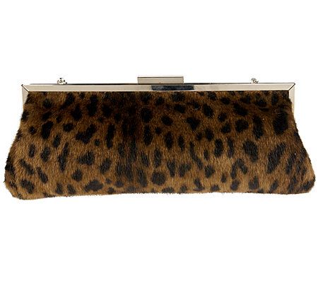 Dennis Basso Faux Fur Framed Clutch with Hidden Chain Strap