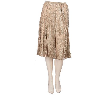 Susan Graver Burnout Velvet Pull-on Godet Skirt with Lining - A94235