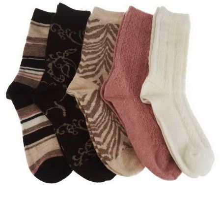 Passione Set of 5 Luxury Cashmere Blend Crew Socks - A202536